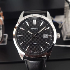 CASIO MTP-VD03L Series Standard Analog Men’s Watch – Stainless Steel Case, Genuine Leather Band, Date Display, Quartz Movement, 50M Water Resistance, Mineral Glass – Men’s Classic Business Watch