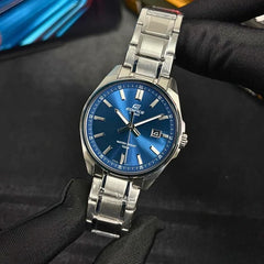 CASIO EDIFICE EFV-150D-2AVUDF Analog Watch for Men with Stainless Steel Band and Blue Dial Silver