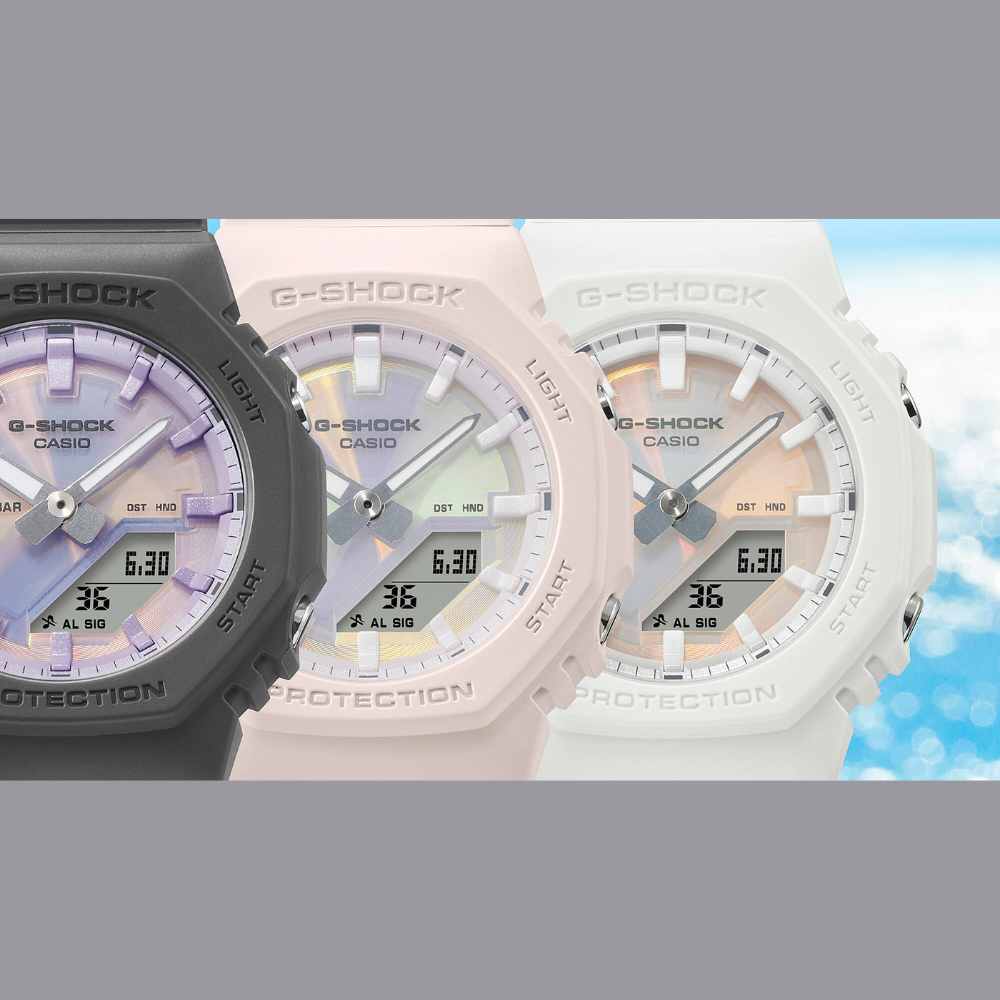 CASIO G-SHOCK GMA-P2100PC-7ADR Analog Digital Women's Watch White Resin Strap Compact Octagonal Design 200M Water Resistant