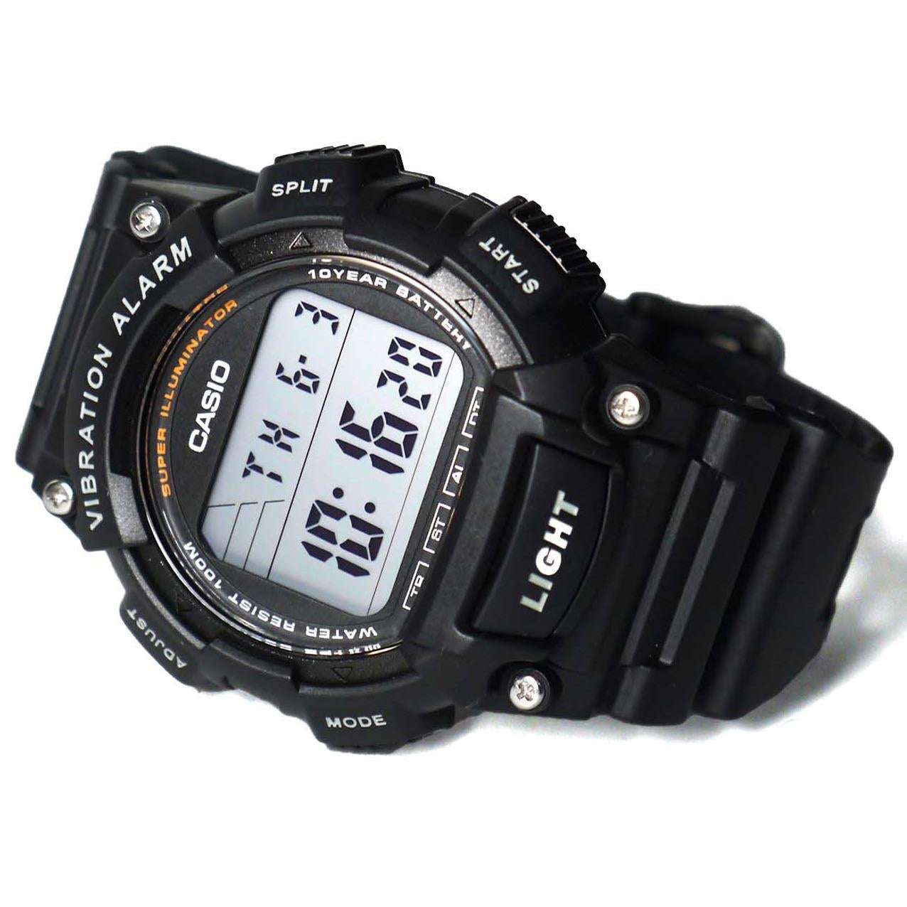 CASIO W-736H Series Standard Digital Youth Watch – 10-Year Battery, Super Illuminator LED, Vibration Alarm, Stopwatch, Countdown Timer, Dual Time, 100M Water Resistance – Men’s Sports Digital Watch