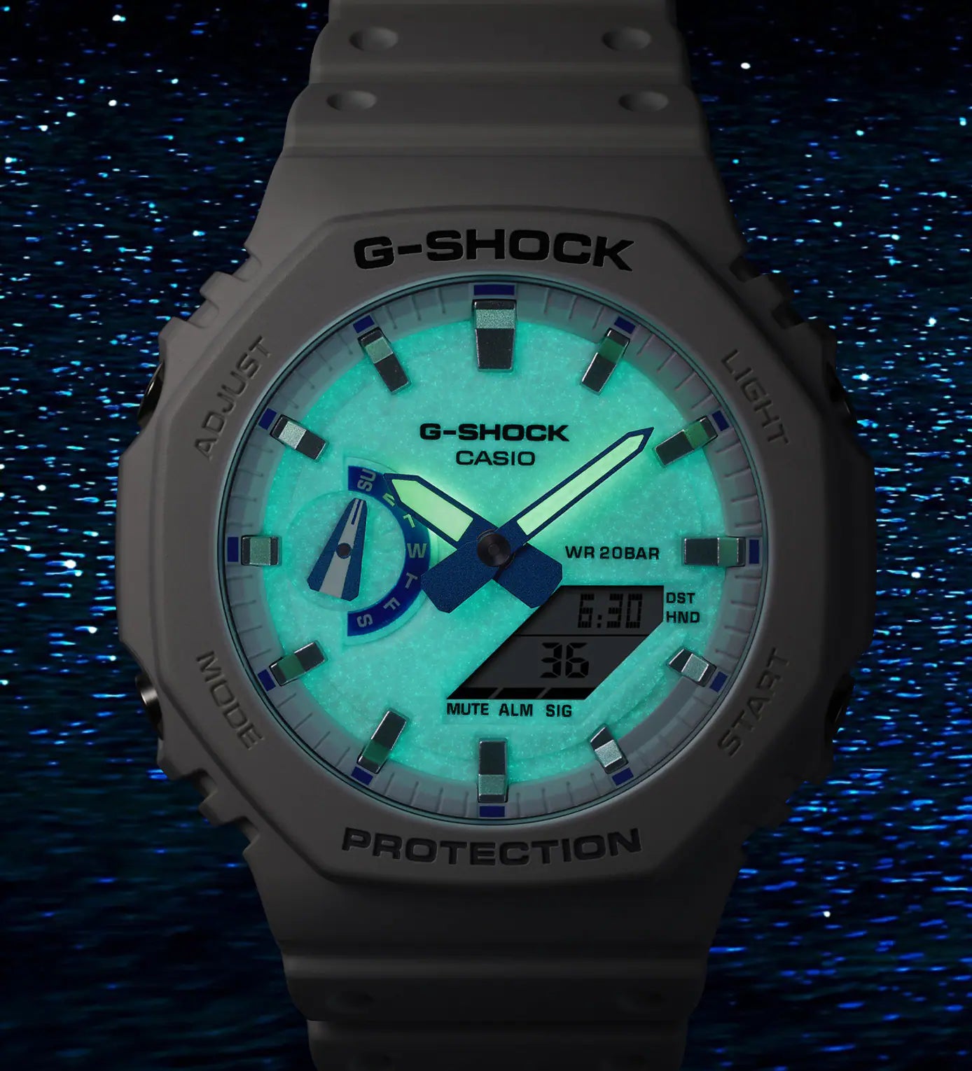 CASIO G-SHOCK GA-2100HDS-7ADR Analog Digital Men's Watch White Resin Strap 200M Water Resistant