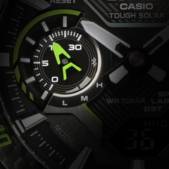 CASIO EDIFICE ECB-2200RC-1A3DF Solar Powered Bluetooth Chronograph Watch for Men with Carbon Bezel and Stainless Steel Band Black/Green