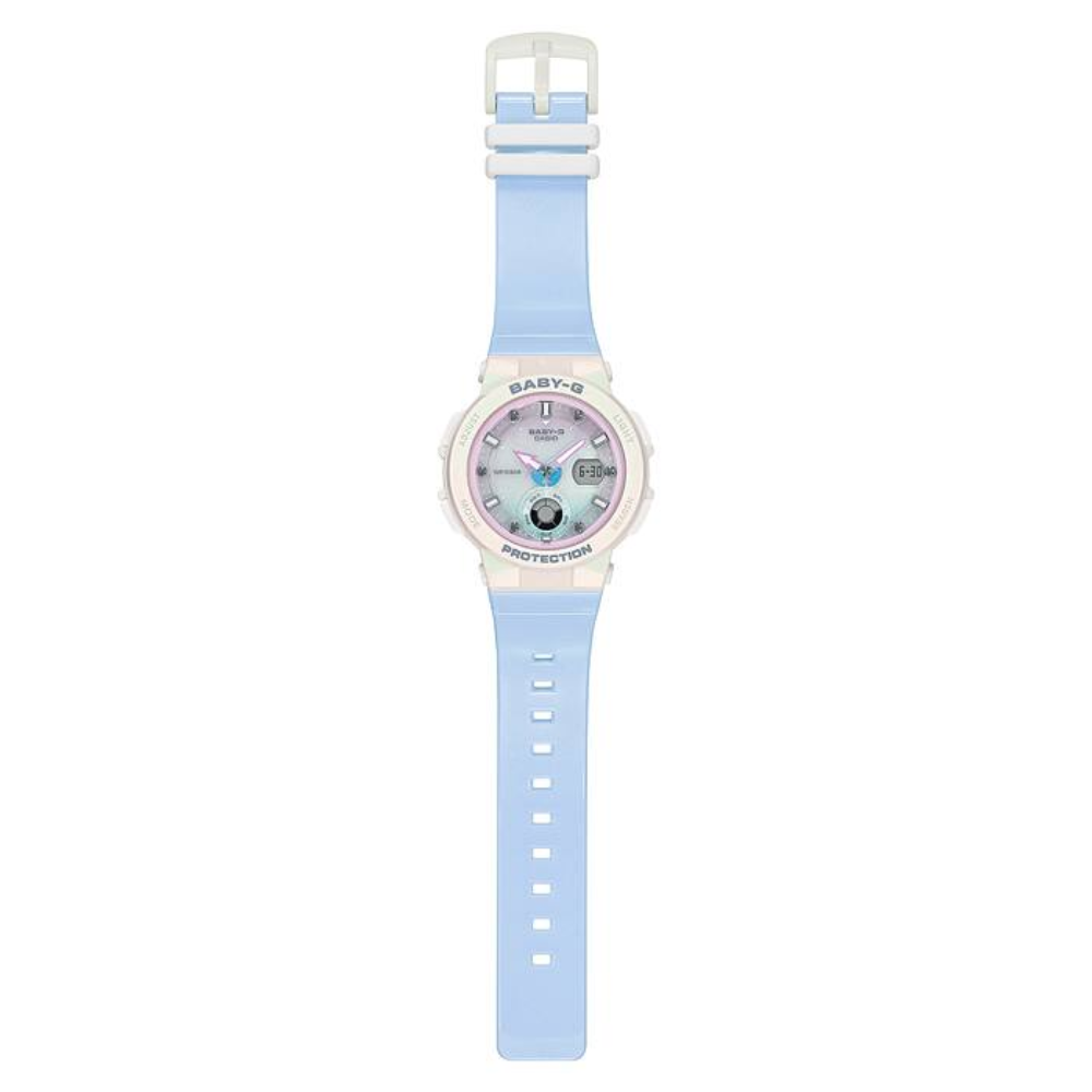 CASIO BABY-G BGA-250-7A3 Women’s Analog-Digital Watch, Pastel Blue & White Resin Strap, Shock Resistant, 100m Water Resistant, Neon Illuminator