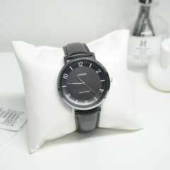 CASIO MTP-VT03L Series Men’s Analog Watch – Minimalist Design, Leather Strap, Slim Case, Water Resistant