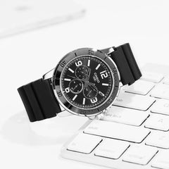 CASIO MTP-VD300-1BUDF Standard Analog Men’s Watch – Black Dial, Stainless Steel Case & Band, Day & Date Display, Quartz Movement, 50M Water Resistance, Mineral Glass – Men’s Classic Business Watch