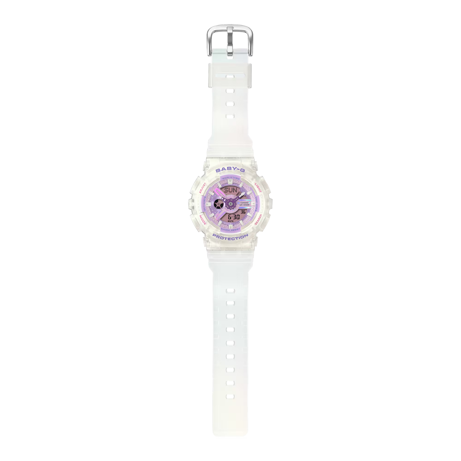 Casio Baby-G BA-110PS-7ADR Women’s Analog-Digital Watch, White Resin Band, Shock Resistant, 100m Water Resistant
