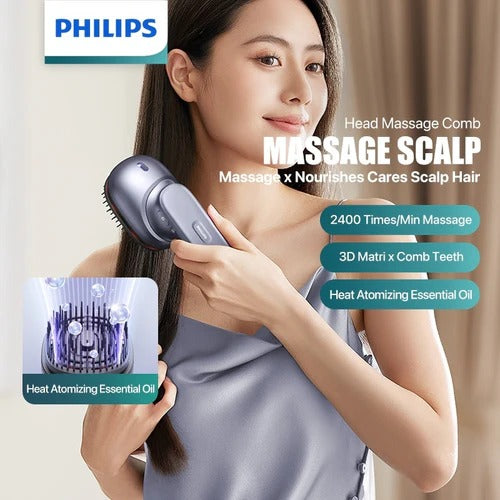 PHILIPS PPM1511 Head Massage Comb – Scalp Massager Brush for Hair Growth, Relaxation & Stress Relief, Cordless Rechargeable Design