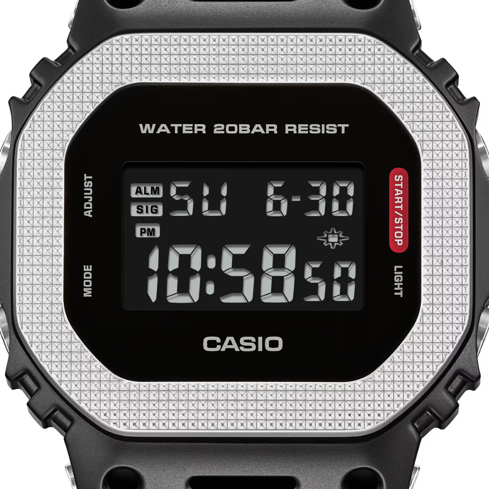 CASIO G-SHOCK GM-5600BM-1DR Digital Men's Watch Black Ion Plated Metal Bezel Resin Strap 200M Water Resistant