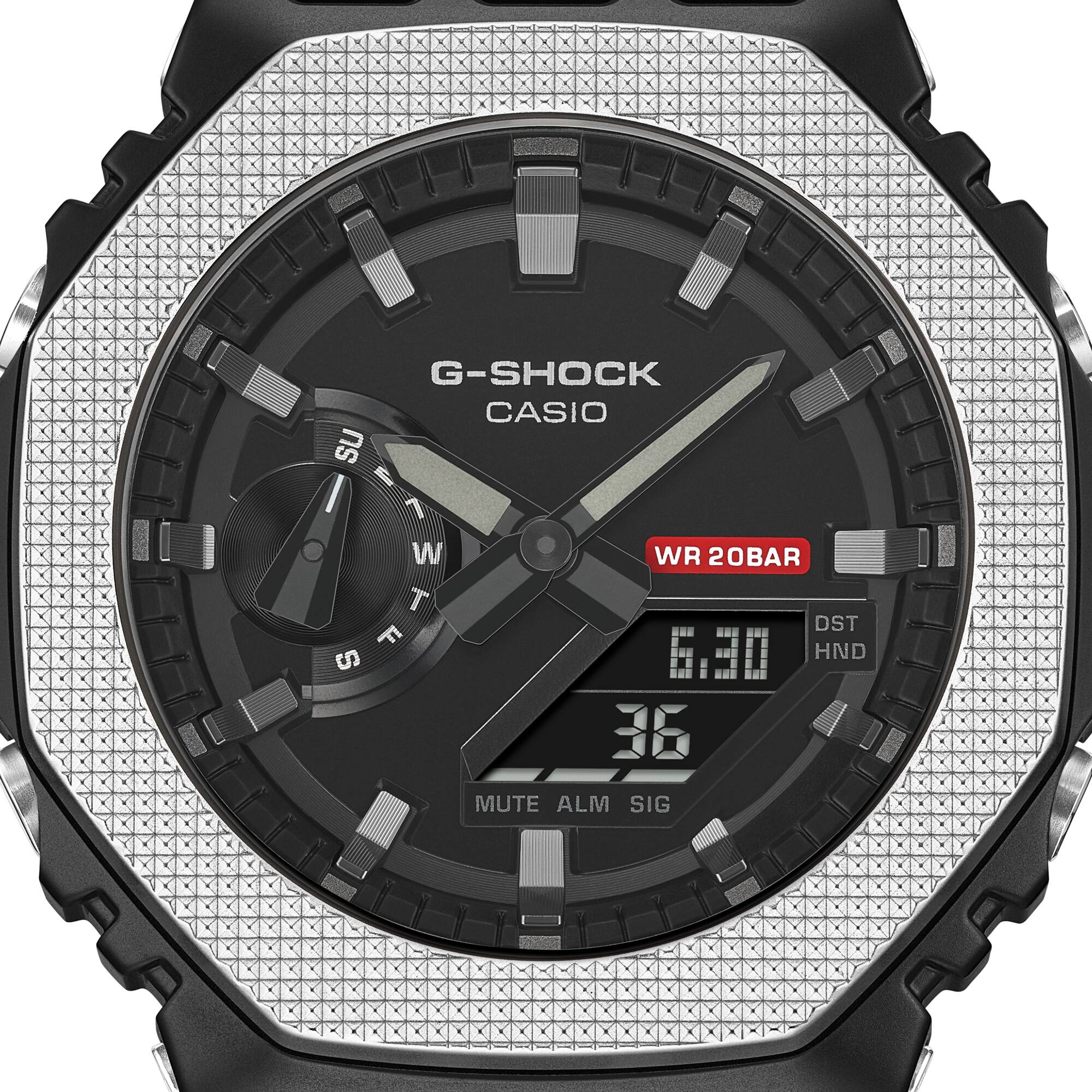 CASIO G-SHOCK GM-2100BM-1ADR Analog Digital Men's Watch Black Ion Plated Metal Bezel Resin Strap 200M Water Resistant