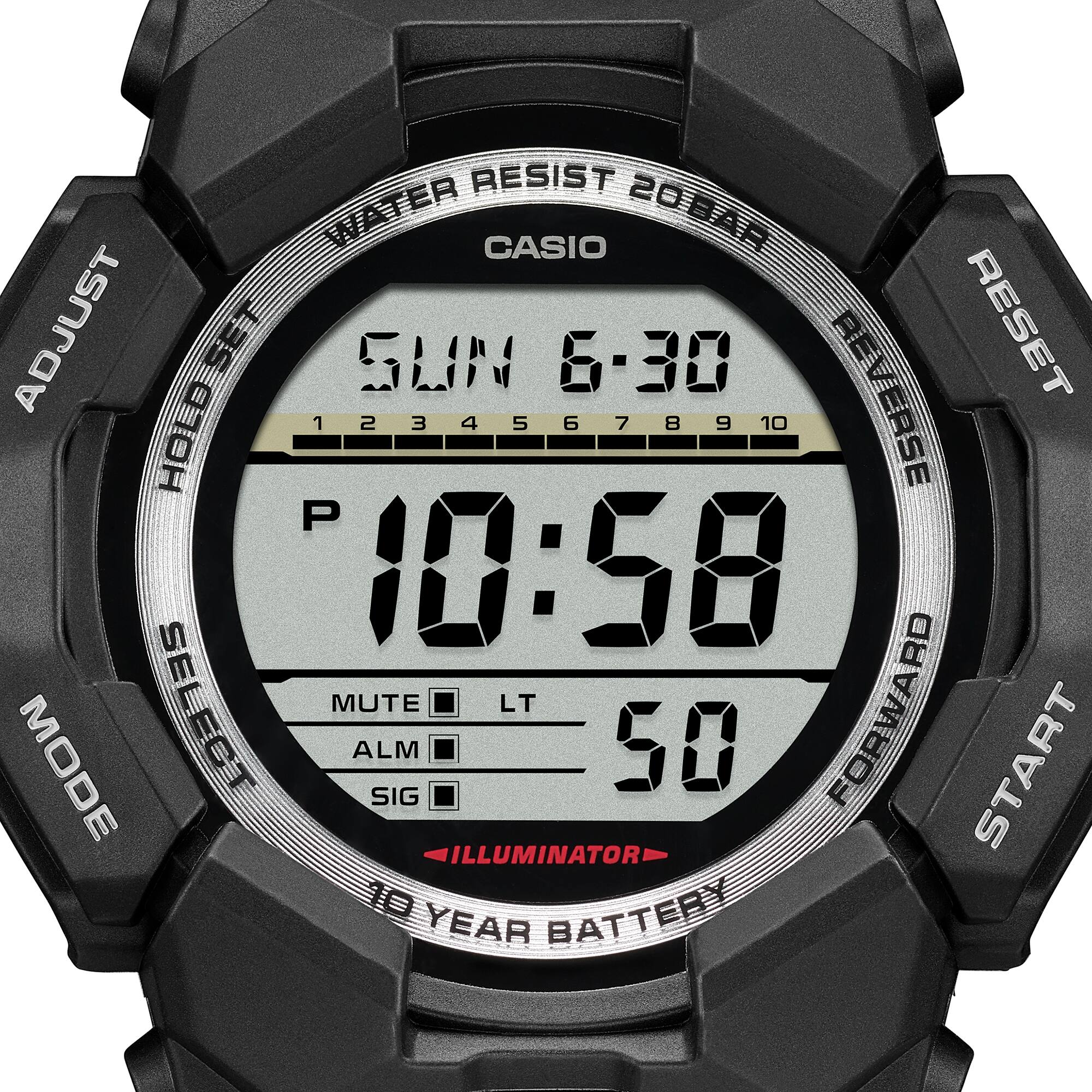 Casio G-SHOCK GD-010-1D Men’s Digital Black Watch, 10-Year Battery, 200M Water Resistant
