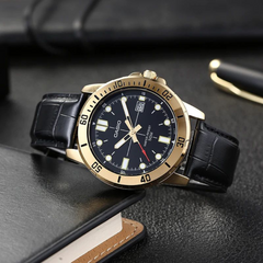 CASIO MTP-VD01GL-1EVUDF Standard Analog Men’s Watch – Black Dial, Gold Stainless Steel Case, Brown Leather Band, Date Display, Quartz Movement, 50M Water Resistance, Mineral Glass – Men’s Classic Business Watch