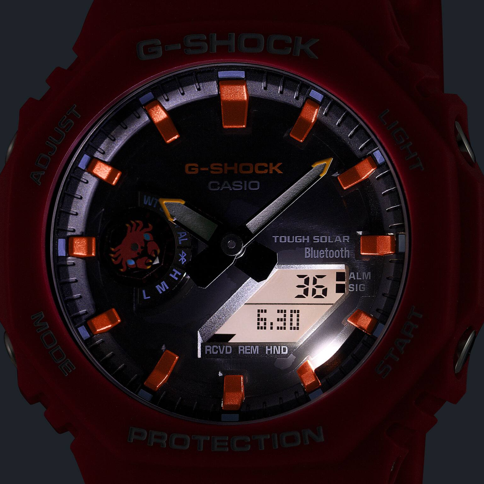 CASIO G-SHOCK GA-B2100DF-4A Analog-Digital Men’s Watch, Tough Solar, Bluetooth Connectivity, 200M Water Resistant, Red Resin Strap