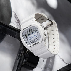 Casio G-SHOCK DW-5600MW-7DR Digital Watch for Men | Shock Resistant | 200M Water Resistant | LED Backlight | Multi-Function Alarm | White Resin Strap