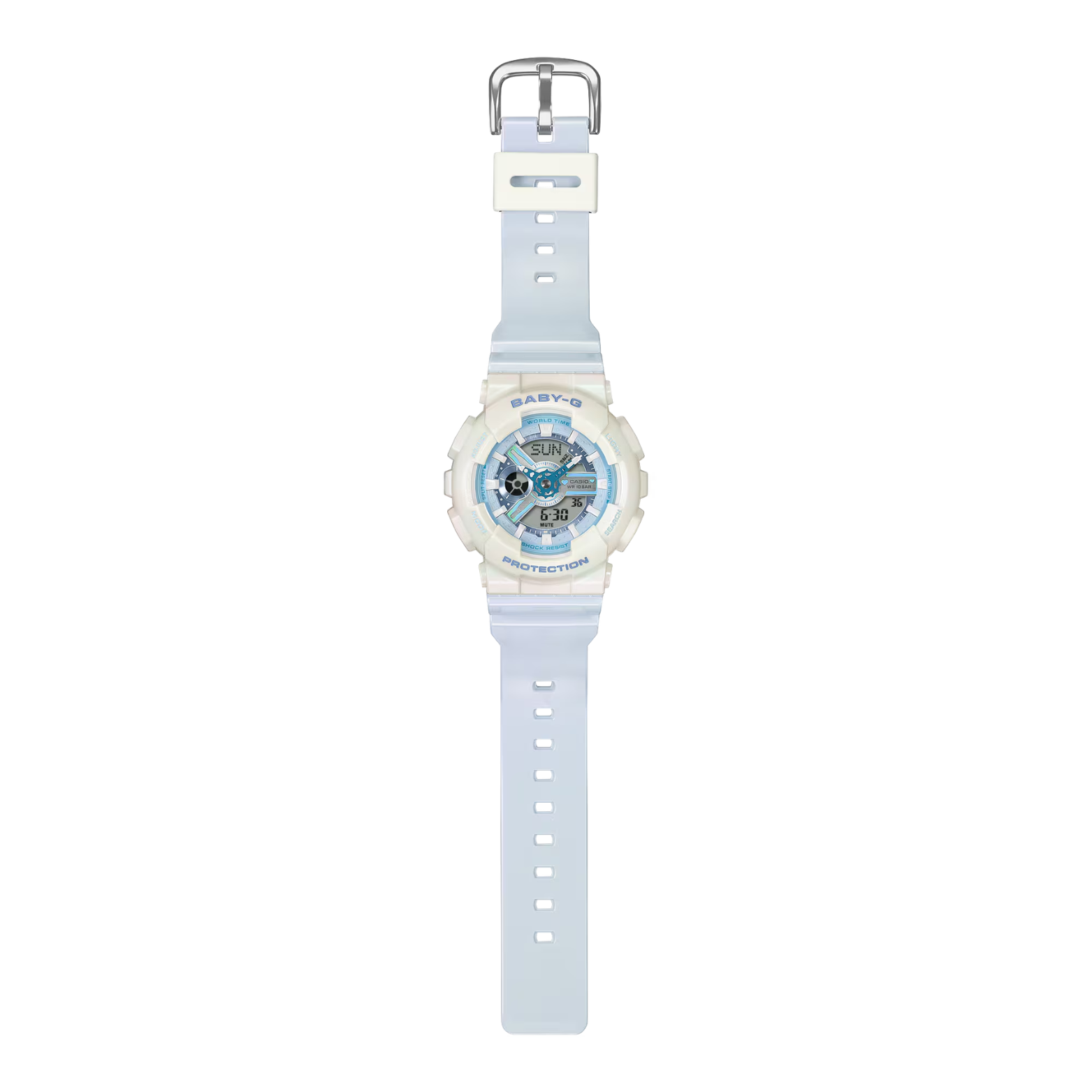 Casio Baby-G BA-110PD-2ADR Women’s Analog-Digital Watch, Pastel Blue Resin Band, Shock Resistant, 100m Water Resistant