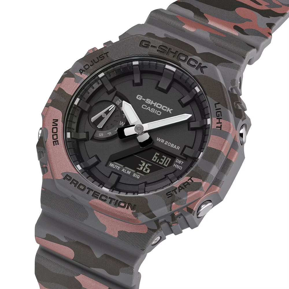 CASIO G-SHOCK GA-2100CM-8ADR Analog Digital Men's Watch Grey Camouflage Resin Strap 200M Water Resistant