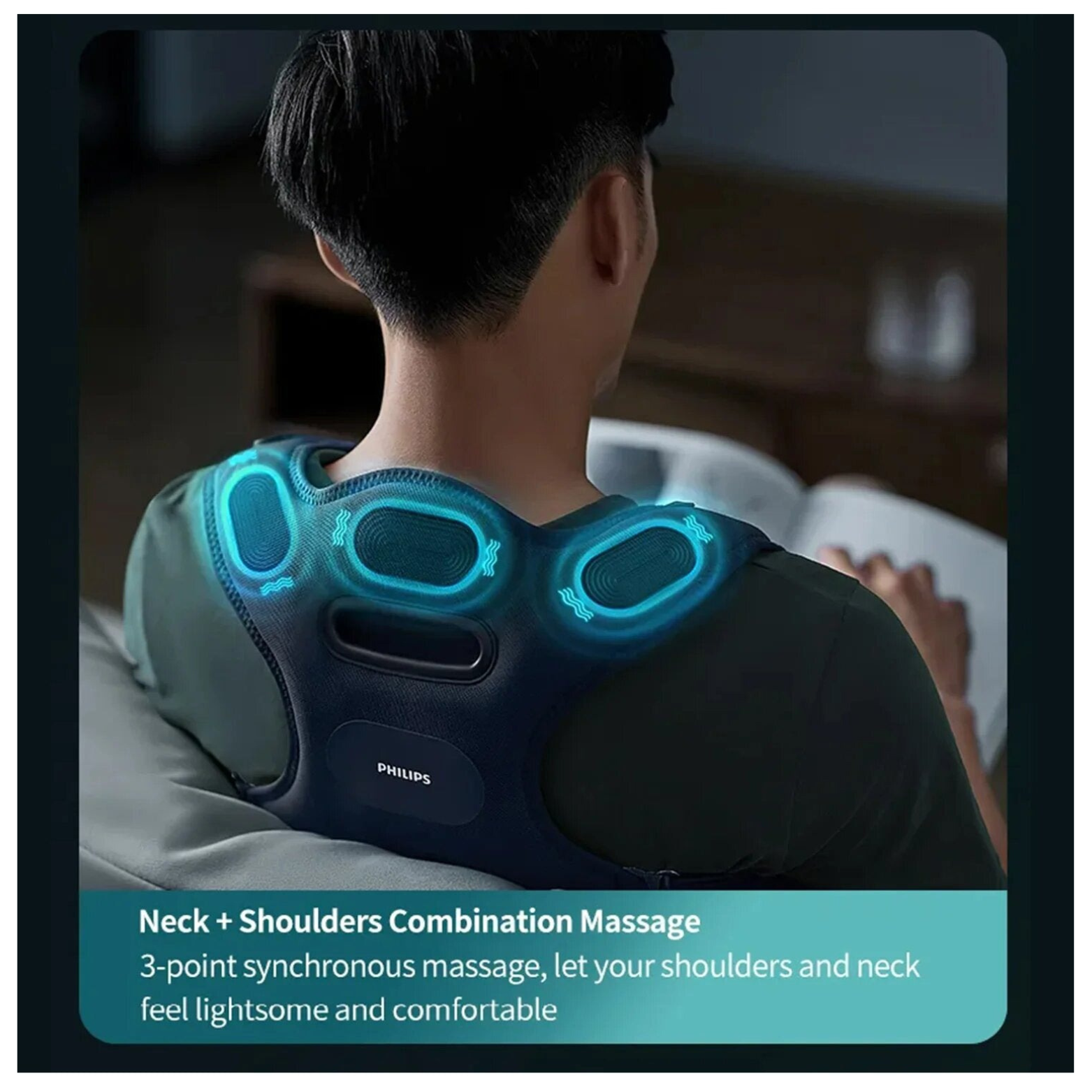 Philips PPM3601B Massage Strap & Back Massager — Hot Compress, VibWave, Posture Corrector, Cordless, 5000 mAh Battery