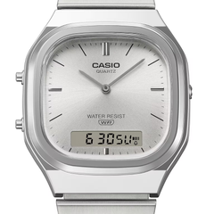 Casio AQ-240E-7ADF Unisex Analog-Digital Vintage Watch with Silver Sunray Dial & Stainless Steel Bracelet - THE HAPPY BUY