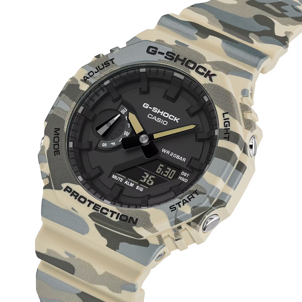 CASIO G-SHOCK GA-2100CM-5ADR Analog Digital Men's Watch Brown Camouflage Resin Strap 200M Water Resistant