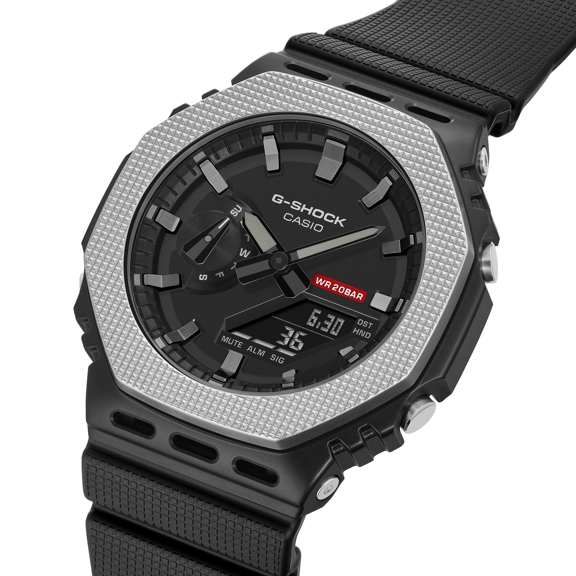 CASIO G-SHOCK GM-2100BM-1ADR Analog Digital Men's Watch Black Ion Plated Metal Bezel Resin Strap 200M Water Resistant