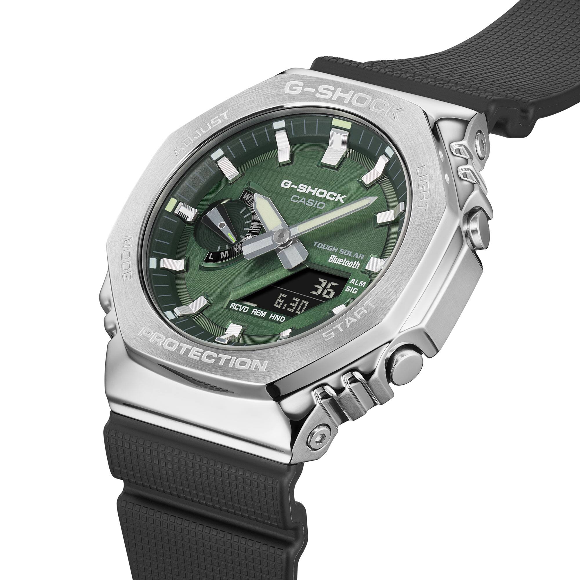 Casio G-SHOCK GBM-2100A-1A3DR Men’s Analog-Digital Metal Covered Green Dial Watch, Bluetooth, Tough Solar, 200M Water Resistant
