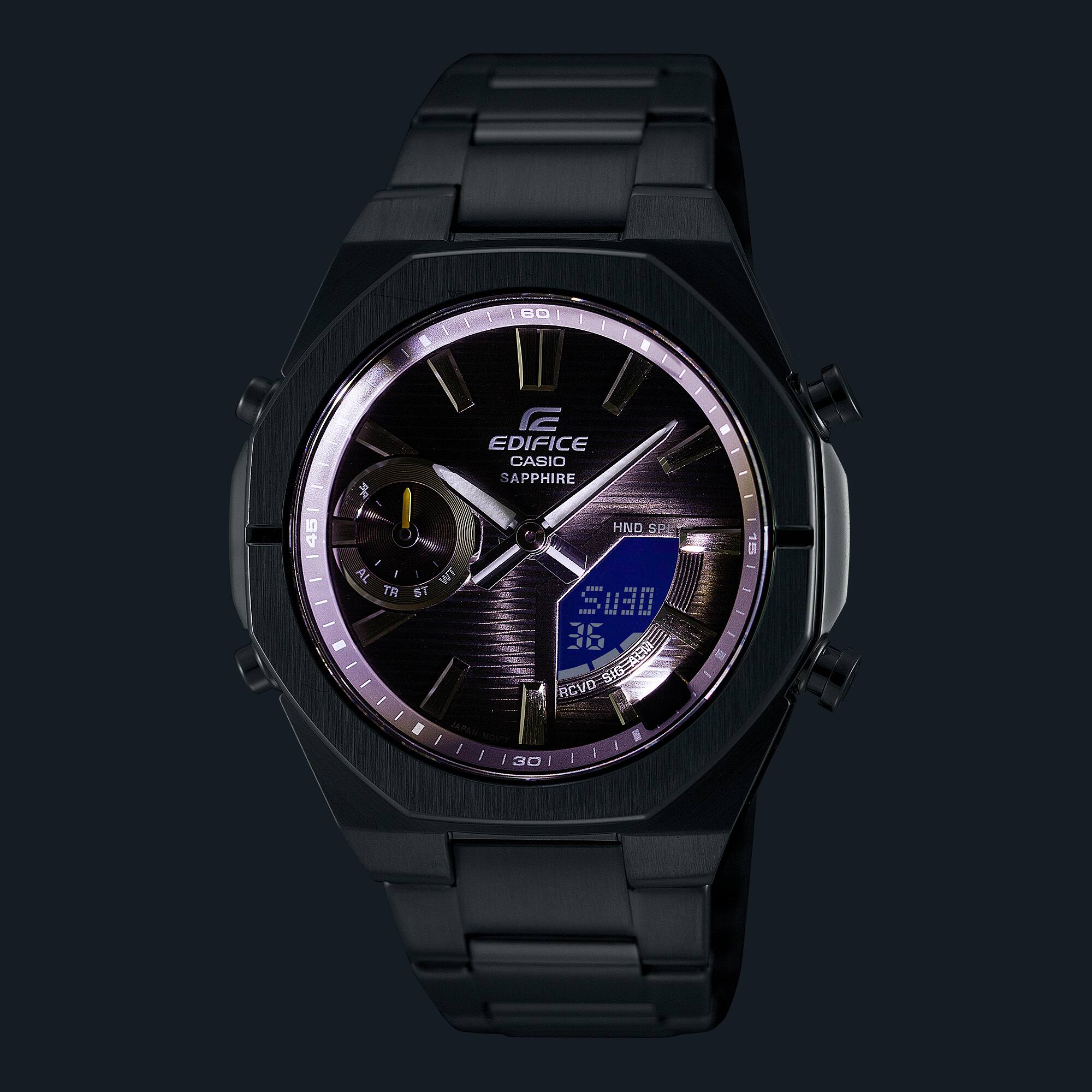 CASIO EDIFICE ECB-S10D-8ADF Bluetooth Chronograph Watch for Men with Stainless Steel Band and Grey Dial Silver