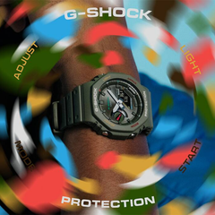 CASIO G-SHOCK GA-B2100FC-3A Analog-Digital Men’s Watch, Tough Solar, Bluetooth Connectivity, 200M Water Resistant, Green Resin Strap