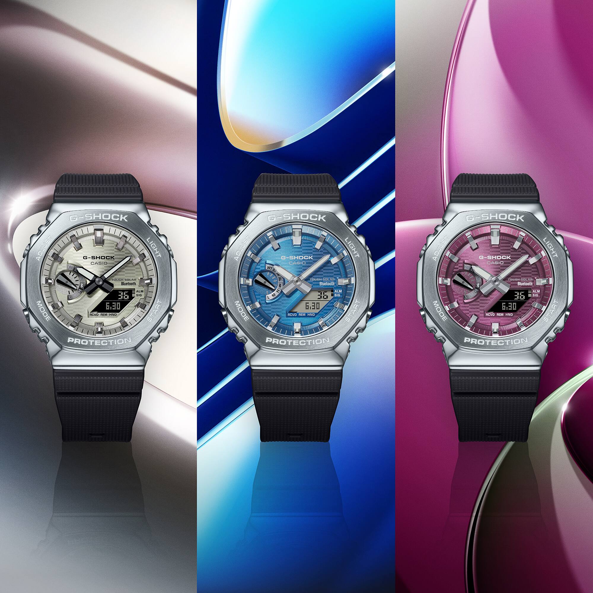 Casio G-SHOCK GBM-2100A-8B Men’s Analog-Digital Metal Covered Gold Dial Watch, Bluetooth, Tough Solar, 200M Water Resistant