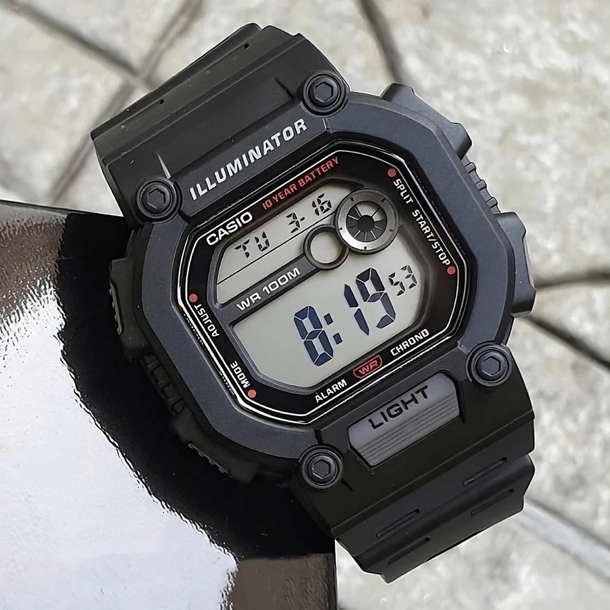 CASIO W-737H Series Standard Digital Youth Watch – 10-Year Battery, Super LED Backlight, Dual Time, Stopwatch, Countdown Timer, 100M Water Resistance, Shock-Resistant Resin Case – Men’s Sports Digital Watch