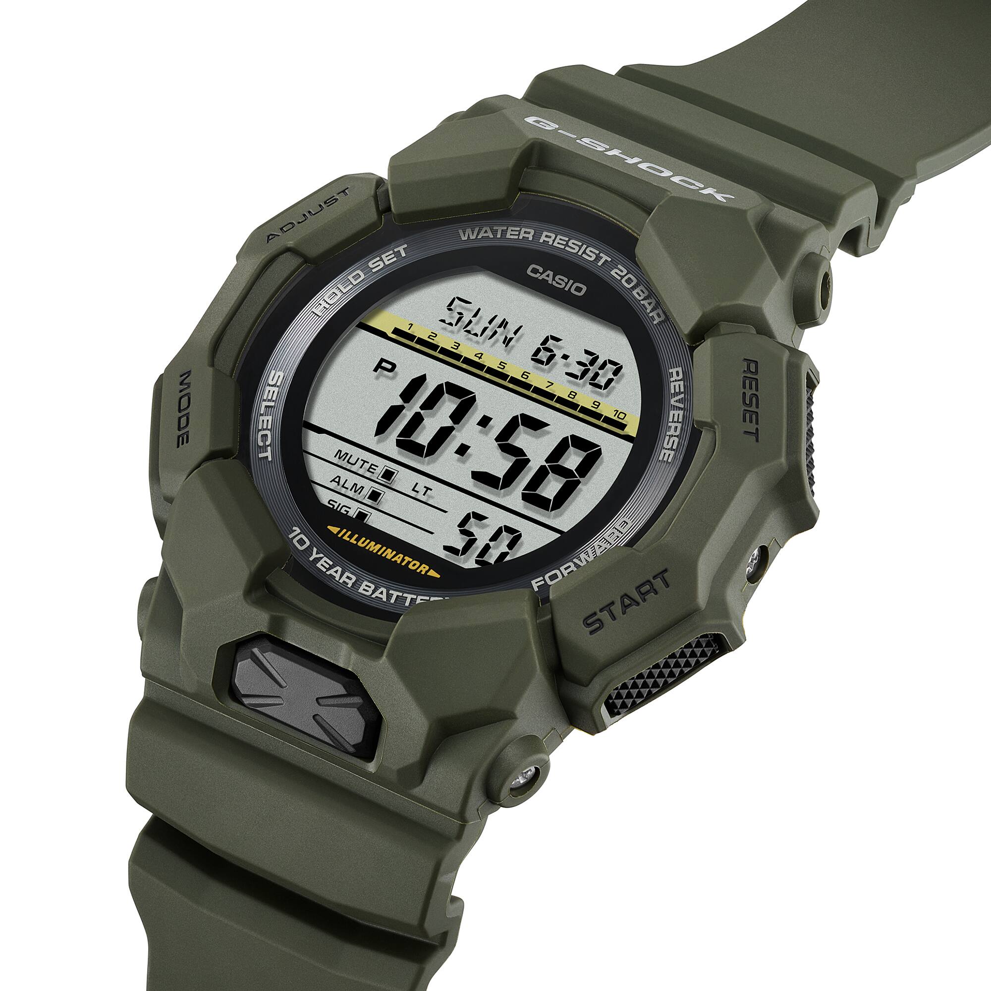 Casio G-SHOCK GD-010-3D Men’s Digital Dark Green Watch, 10-Year Battery, 200M Water Resistant