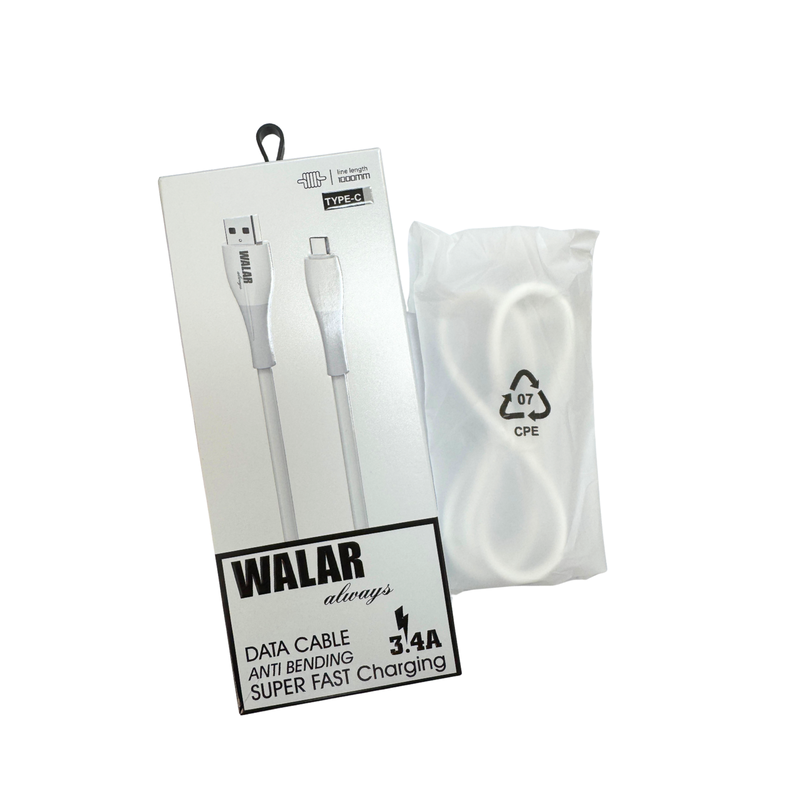 WALAR Type-C Data Transfer & Charging Cable – USB-C Fast Charge & Sync, Durable, Universal Compatibility for Android Phones, Tablets, Power Banks & More