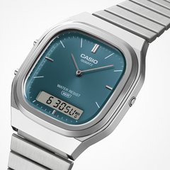 Casio AQ-240E-3ADF Unisex Analog-Digital Watch with Green Dial, Dual Time & Black Resin Strap - THE HAPPY BUY