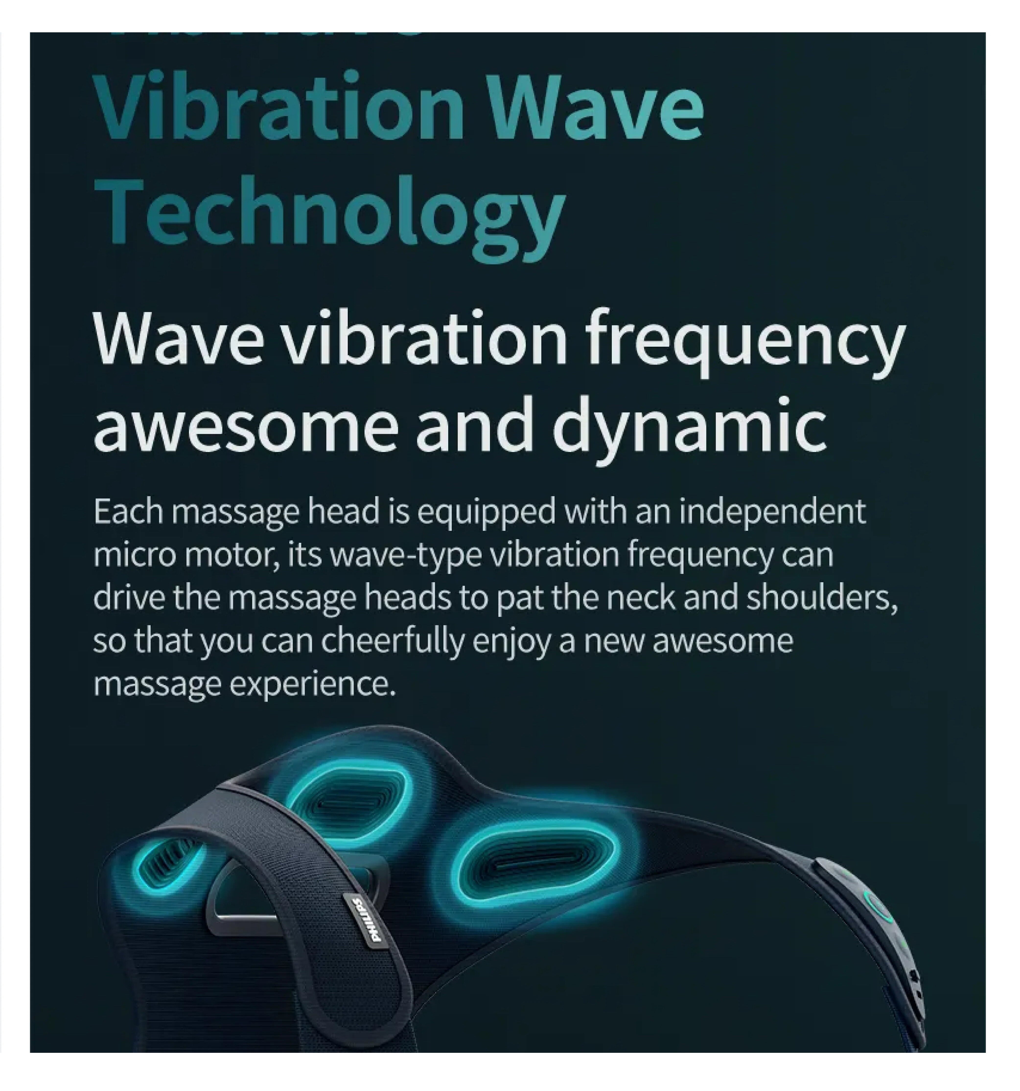 Philips PPM3601B Massage Strap & Back Massager — Hot Compress, VibWave, Posture Corrector, Cordless, 5000 mAh Battery