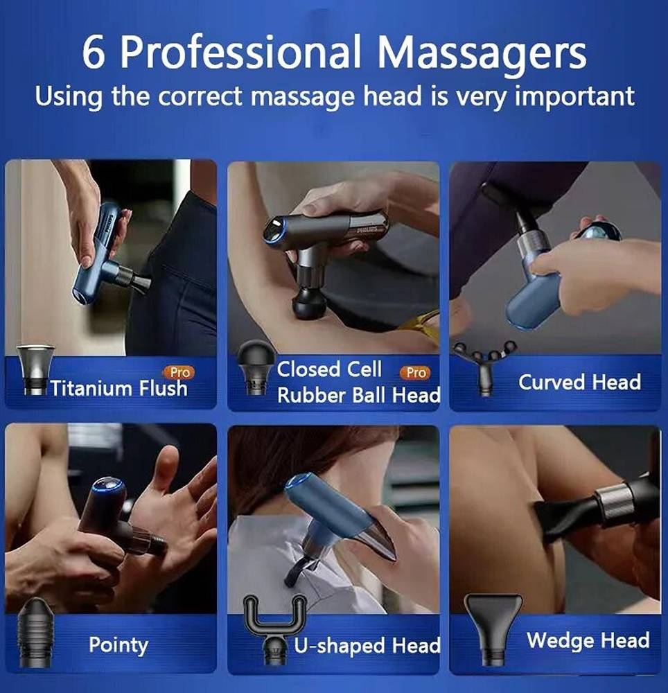 PHILIPS Mini Massage Gun PPM3103G – Portable Deep Tissue Percussion Massager for Muscle Relief & Recovery, USB-C Rechargeable, Quiet & Compact