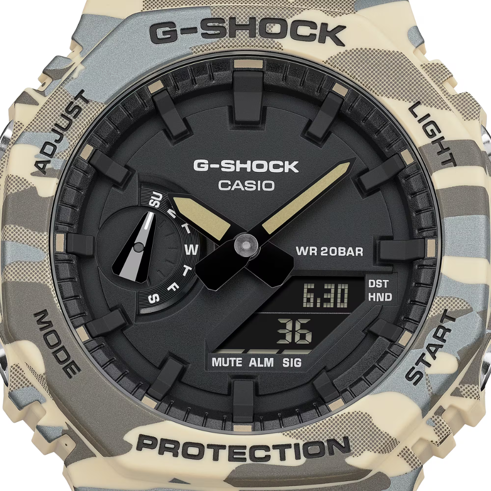 CASIO G-SHOCK GA-2100CM-5ADR Analog Digital Men's Watch Brown Camouflage Resin Strap 200M Water Resistant