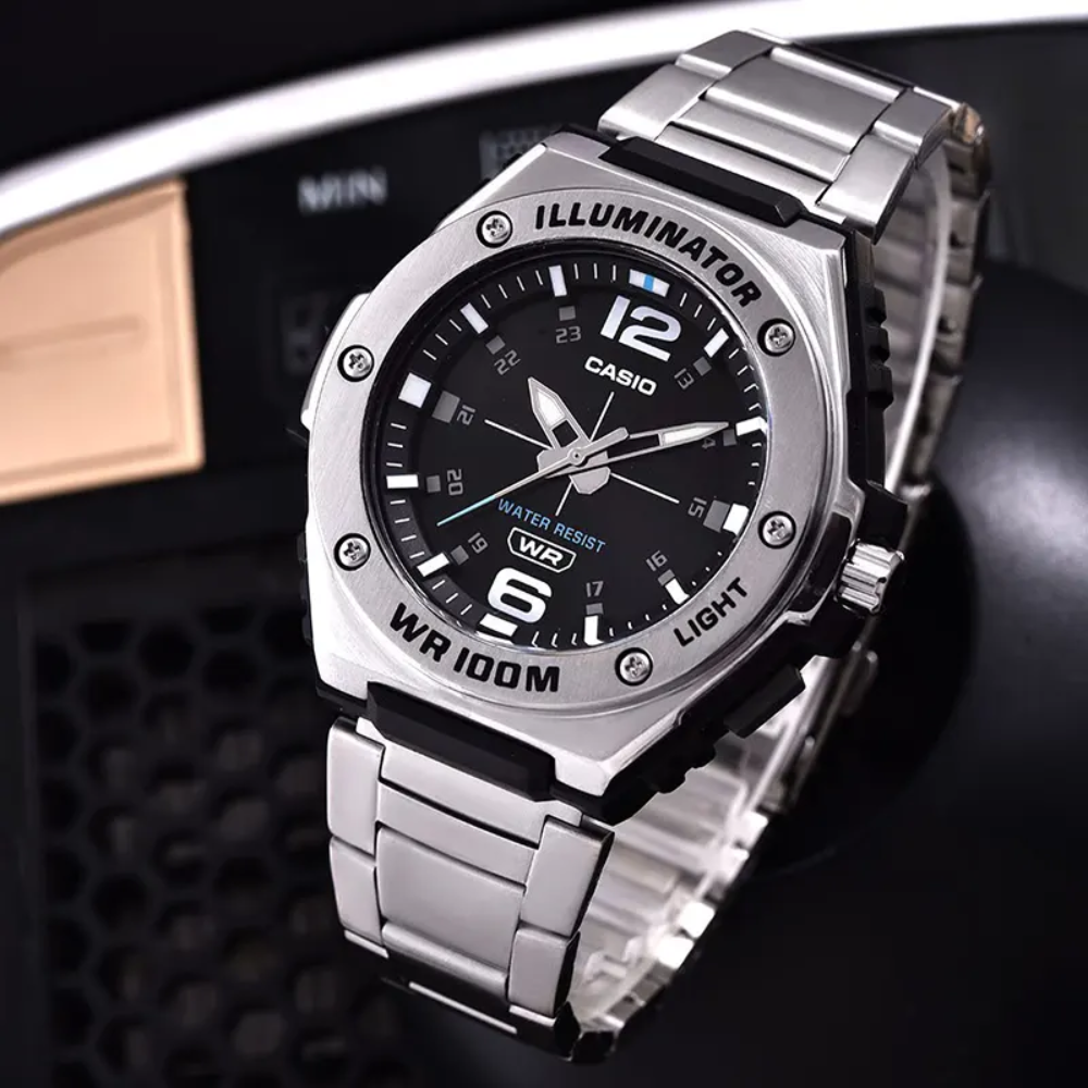 CASIO MWA-100HD-1AVDF Men's Analog Watch – Stylish Stainless Steel, LED Light, Water Resistant, Long Battery Life