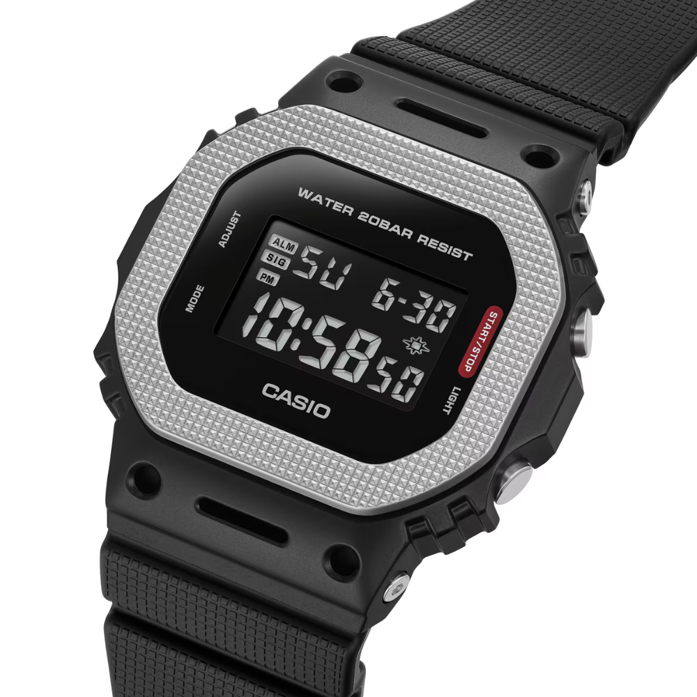 CASIO G-SHOCK GM-5600BM-1DR Digital Men's Watch Black Ion Plated Metal Bezel Resin Strap 200M Water Resistant