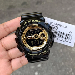 CASIO G-SHOCK GD-100GB-1DR Men's Digital Watch – Shock Resistant, 200M Water Resistant, LED Backlight, Large Display, Black & Gold