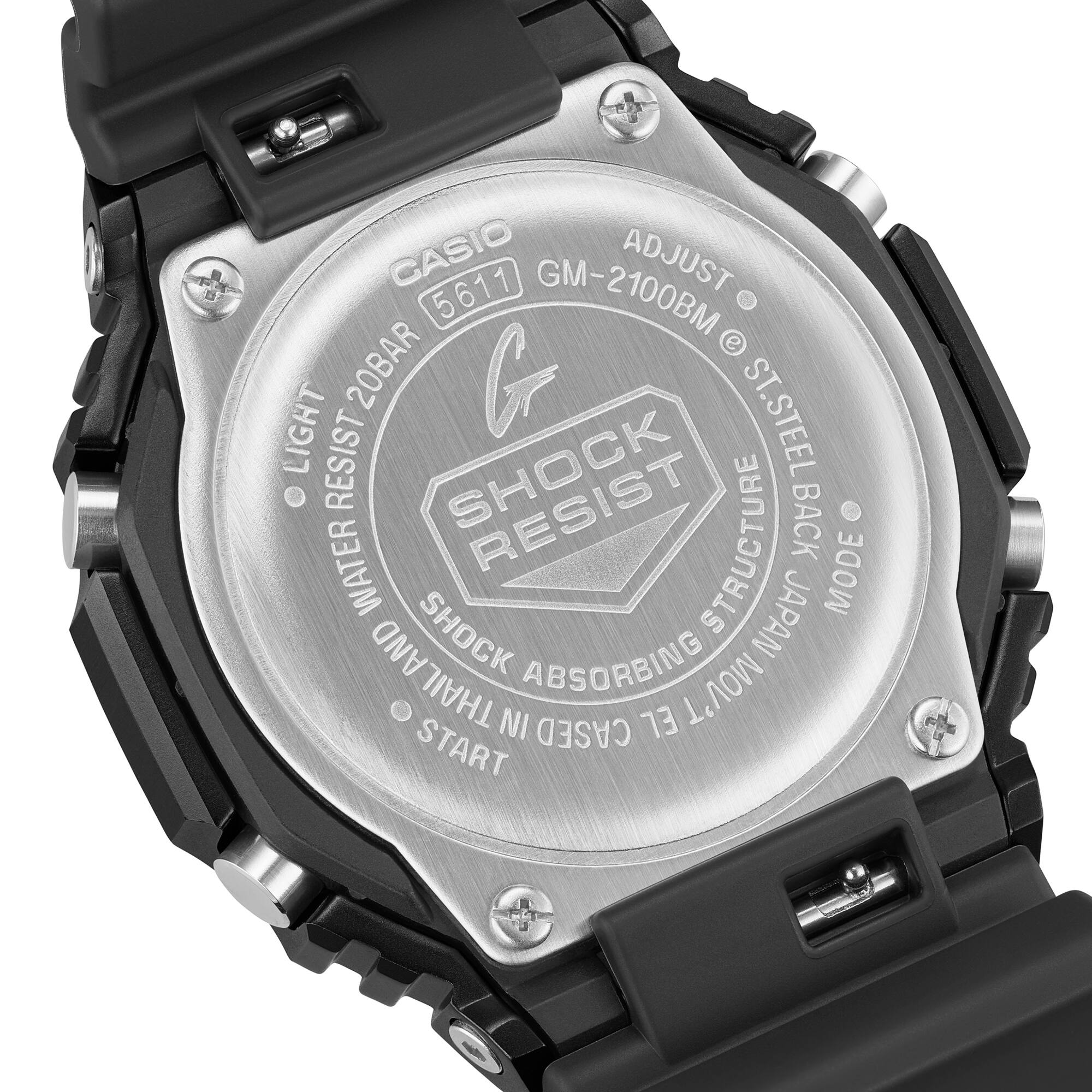 CASIO G-SHOCK GM-2100BM-1ADR Analog Digital Men's Watch Black Ion Plated Metal Bezel Resin Strap 200M Water Resistant