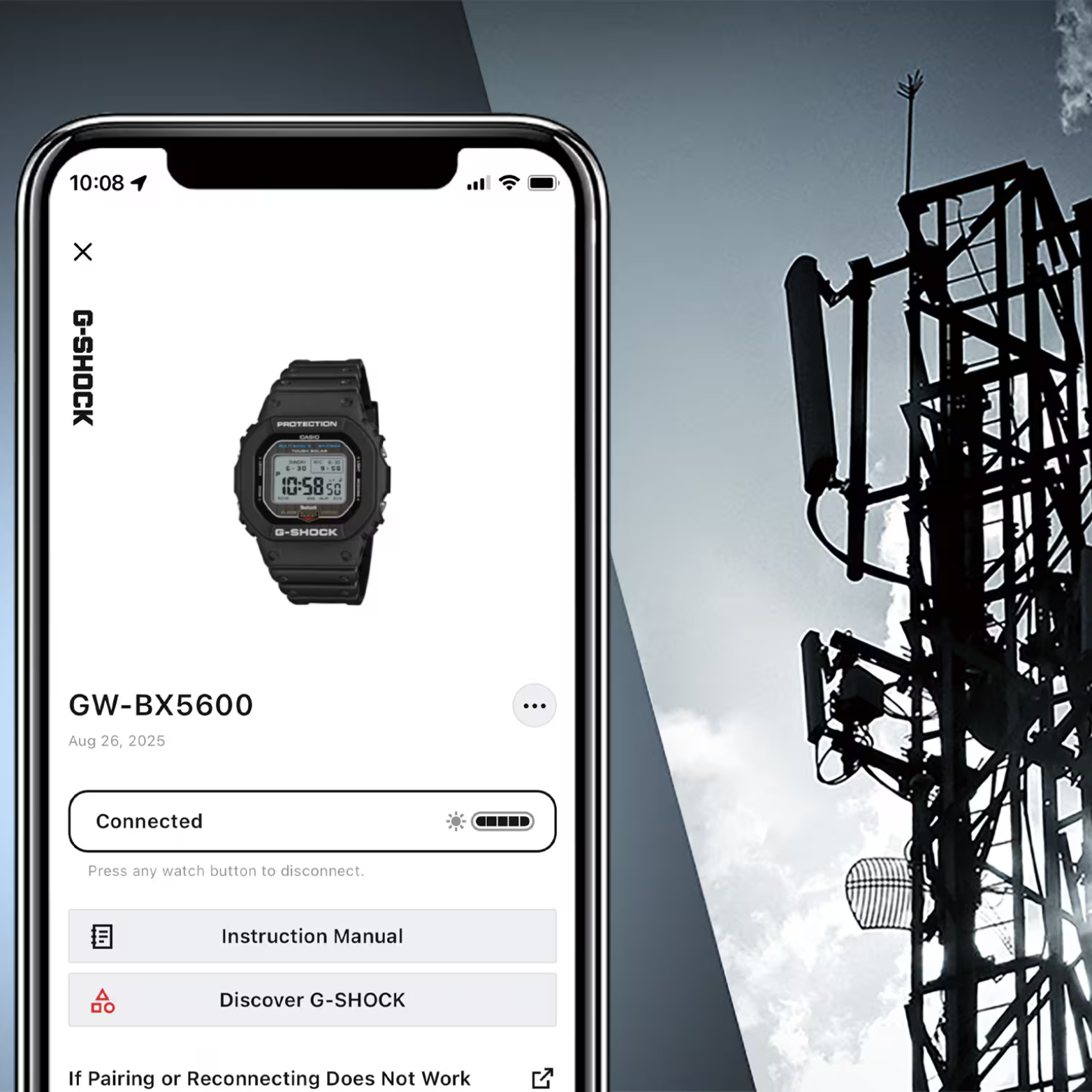 CASIO G-SHOCK GW-BX5600-1A1 Digital Men’s Watch, Tough Solar, Bluetooth Connectivity, 200M Water Resistant, Black Resin Strap
