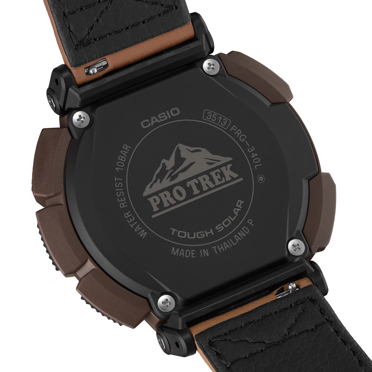 CASIO PROTREK PRG-340L-5DR Solar Powered Men’s Watch, Triple Sensor, 200M Water Resistant, Brown Leather Strap