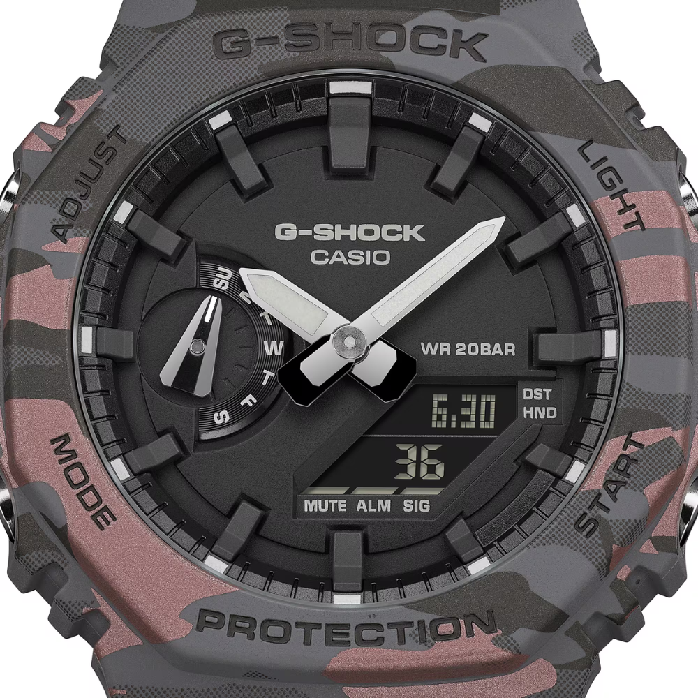 CASIO G-SHOCK GA-2100CM-8ADR Analog Digital Men's Watch Grey Camouflage Resin Strap 200M Water Resistant