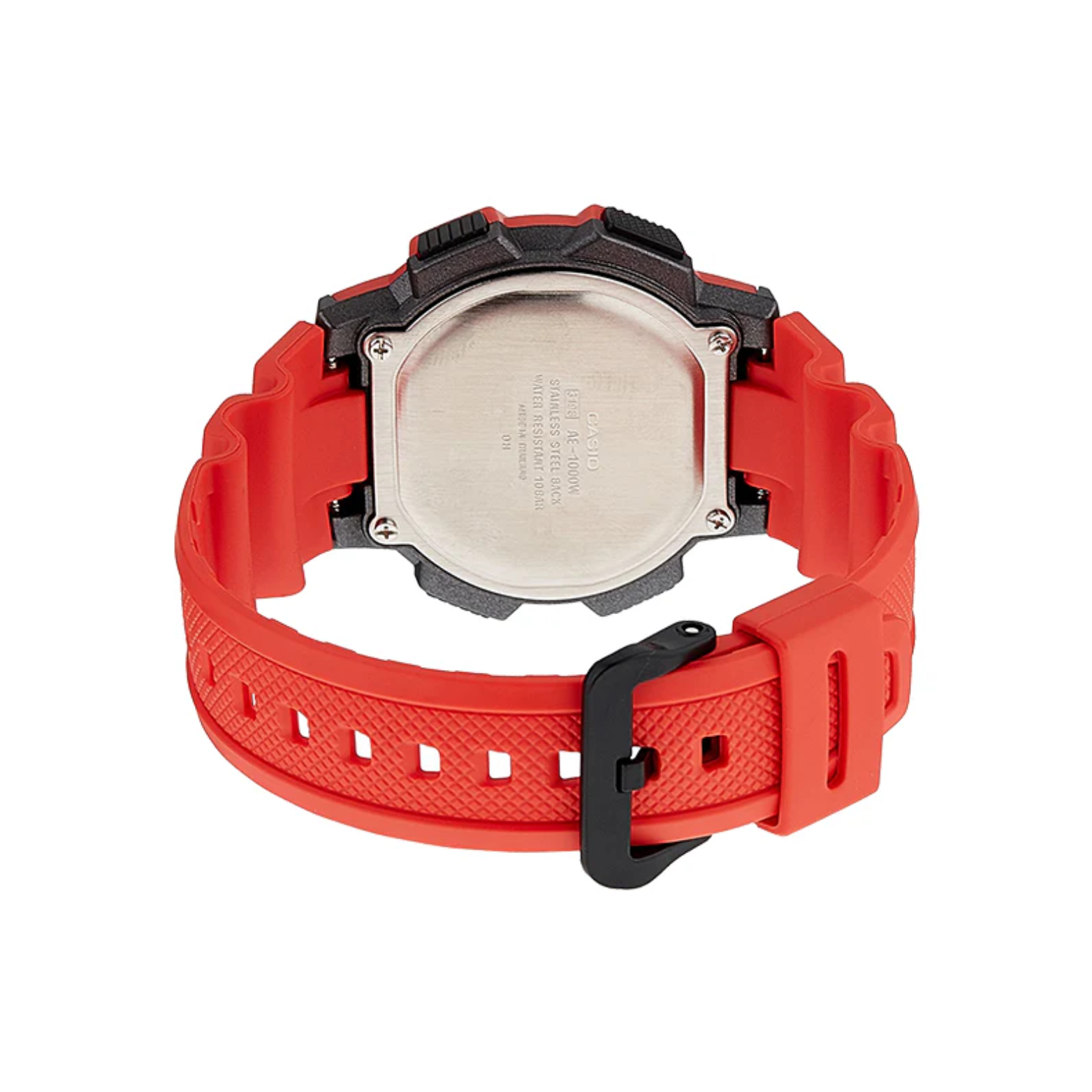 Casio AE-1000W-4AVDF Digital Watch – World Time, 10-Year Battery, Red Sport Style - THE HAPPY BUY