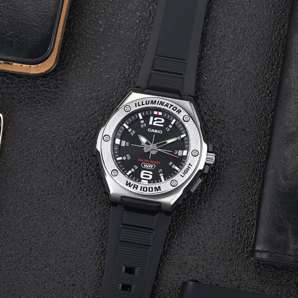CASIO MWA-100H Series Standard Analog Men’s Watch – Stainless Steel Bezel, LED Light, 100M Water Resistance, Quartz Movement, Long Battery Life, Resin Case & Strap – Men’s Classic Sports Watch