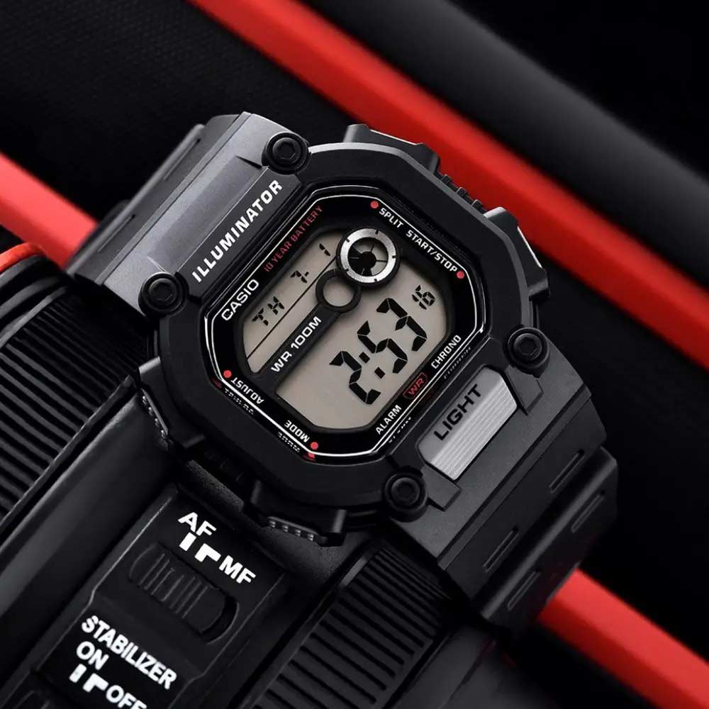 CASIO W-737H Series Standard Digital Youth Watch – 10-Year Battery, Super LED Backlight, Dual Time, Stopwatch, Countdown Timer, 100M Water Resistance, Shock-Resistant Resin Case – Men’s Sports Digital Watch