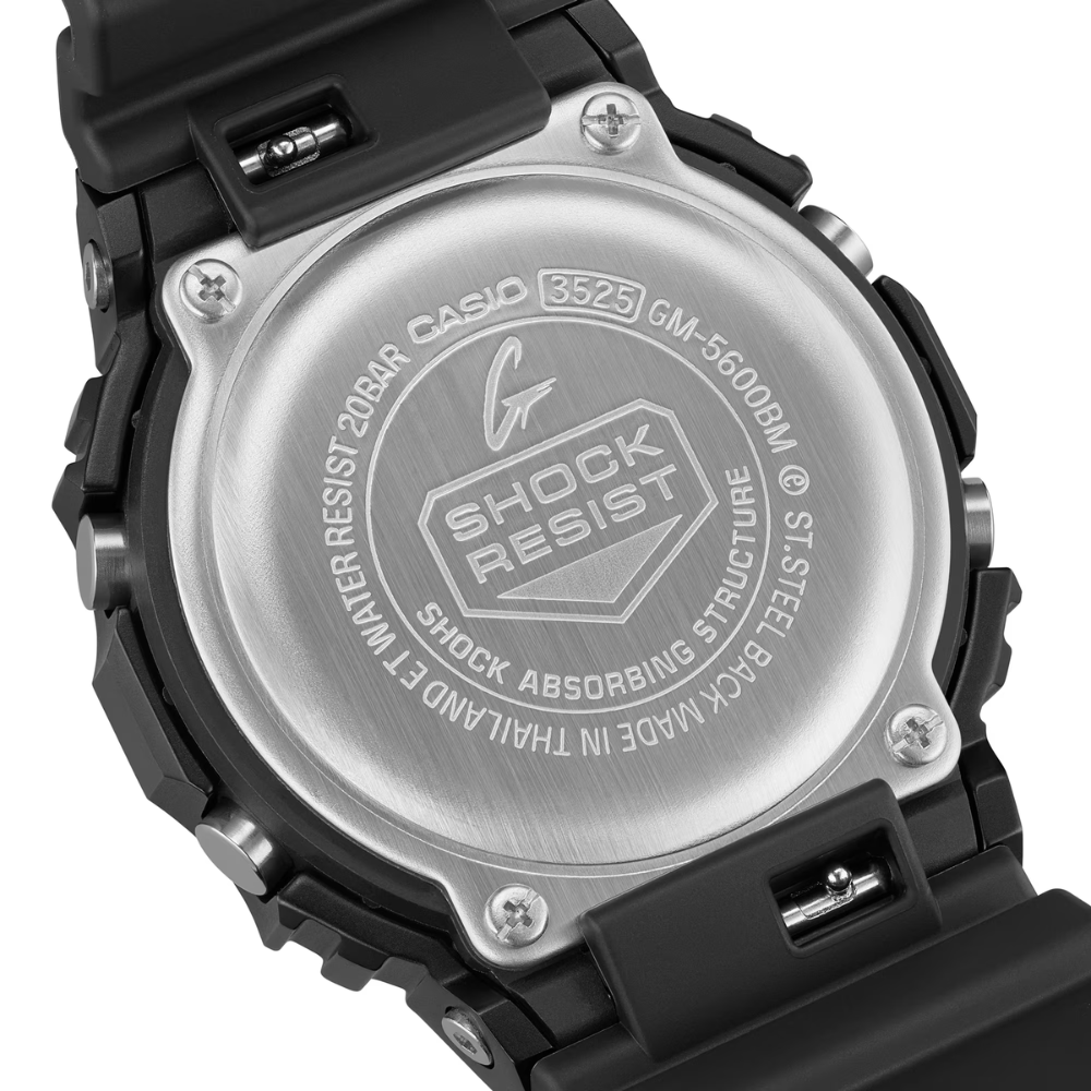 CASIO G-SHOCK GM-5600BM-1DR Digital Men's Watch Black Ion Plated Metal Bezel Resin Strap 200M Water Resistant