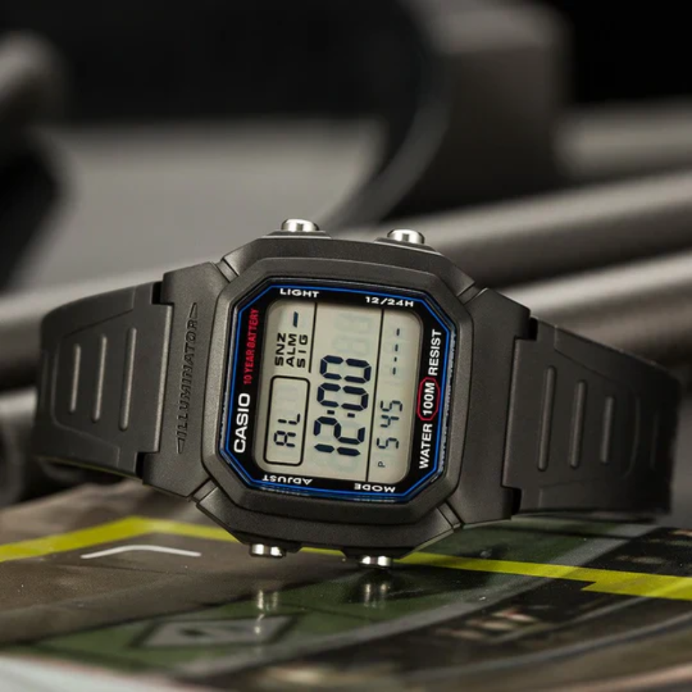 CASIO W-800H Series Standard Digital Watch – 10-Year Battery, Dual Time, LED Backlight, Stopwatch, Alarm, Calendar, 100M Water Resistance – Men’s Classic Sports Digital Watch