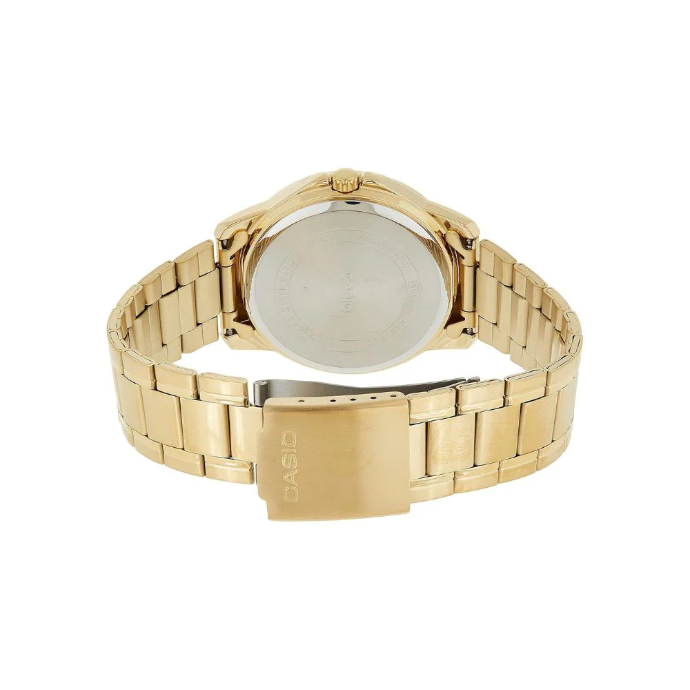 CASIO MTP-V004G Series Standard Analog Men’s Watch – Gold Stainless Steel Case & Band, Date Display, Quartz Movement, 50M Water Resistance, Mineral Glass – Men’s Luxury Classic Dress Watch