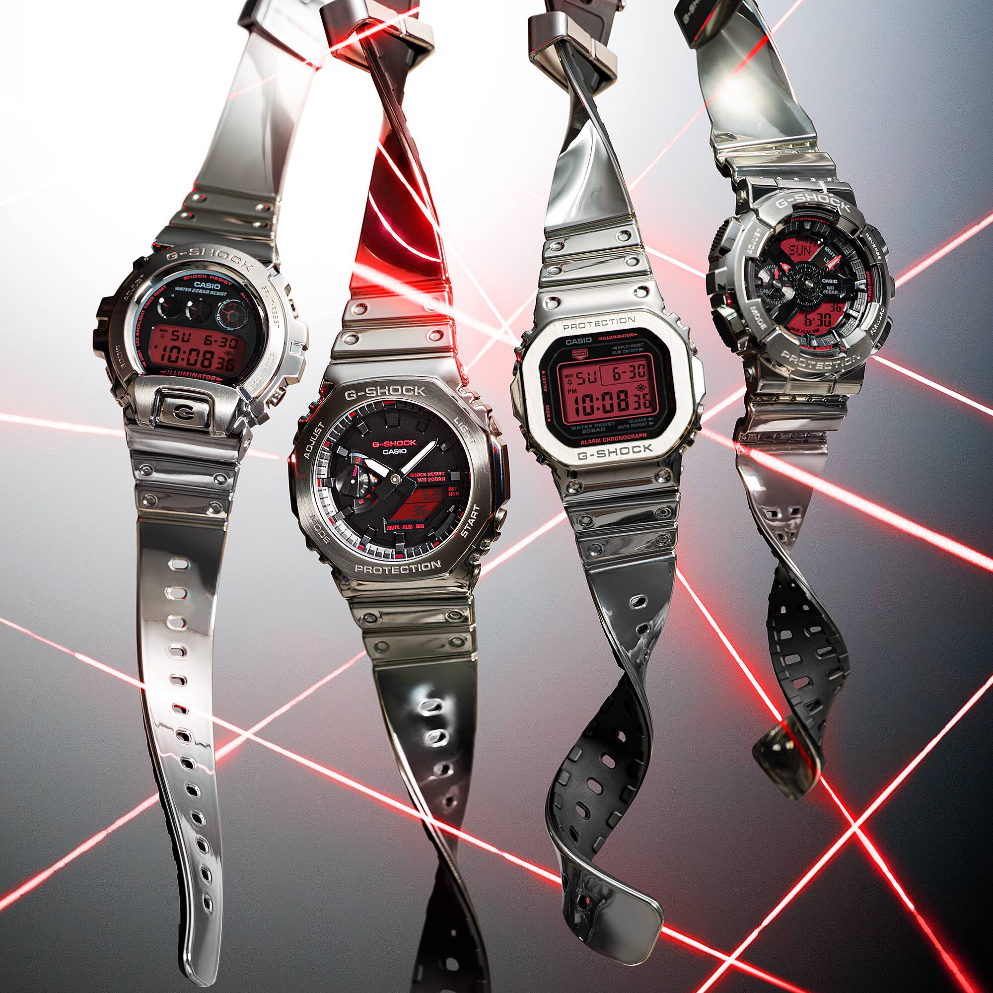 CASIO G-SHOCK GM-2100YRA-8ADR Analog Digital Men's Watch Silver Metal Bezel Tough Silicone Band 200M Water Resistant