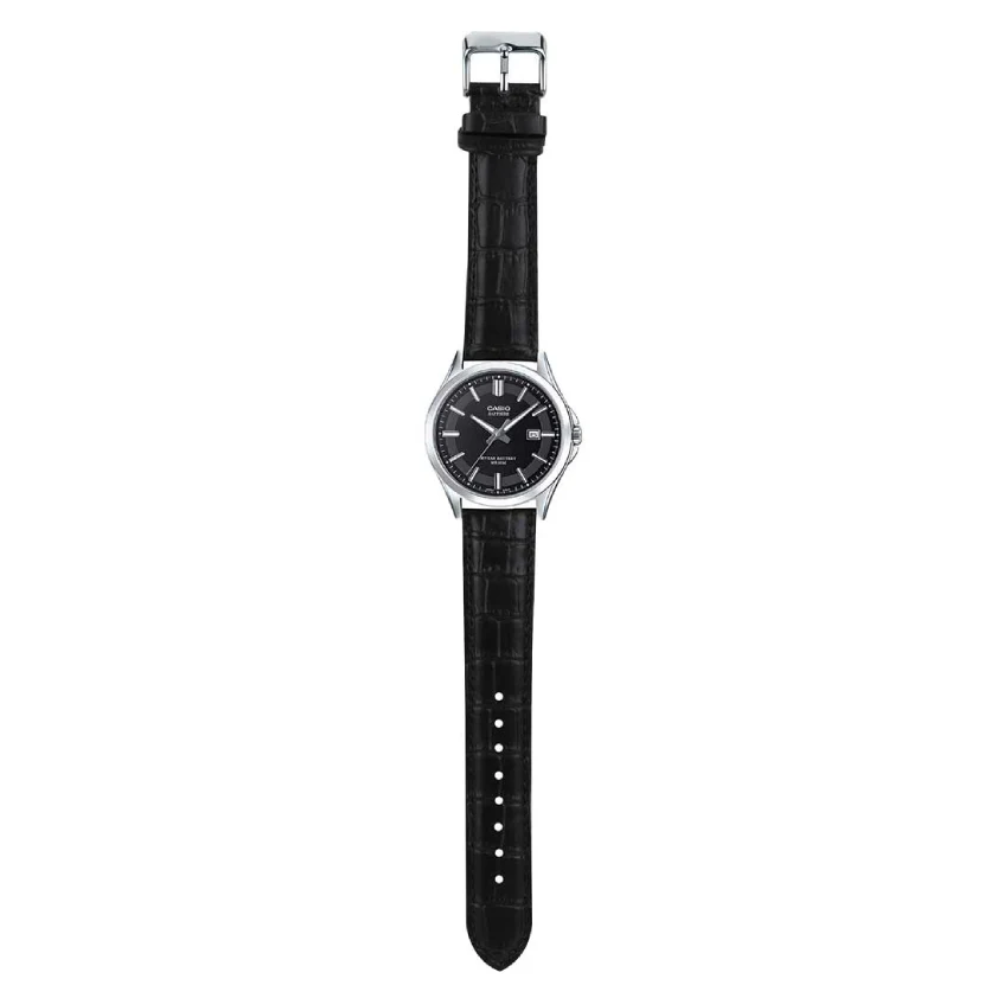 CASIO MTS-100L-1AVDF Standard Analog Men’s Watch – Black Dial, Stainless Steel Case, Genuine Leather Band, Date Display, Quartz Movement, Sapphire Crystal, 50M Water Resistance – Men’s Classic Business Watch
