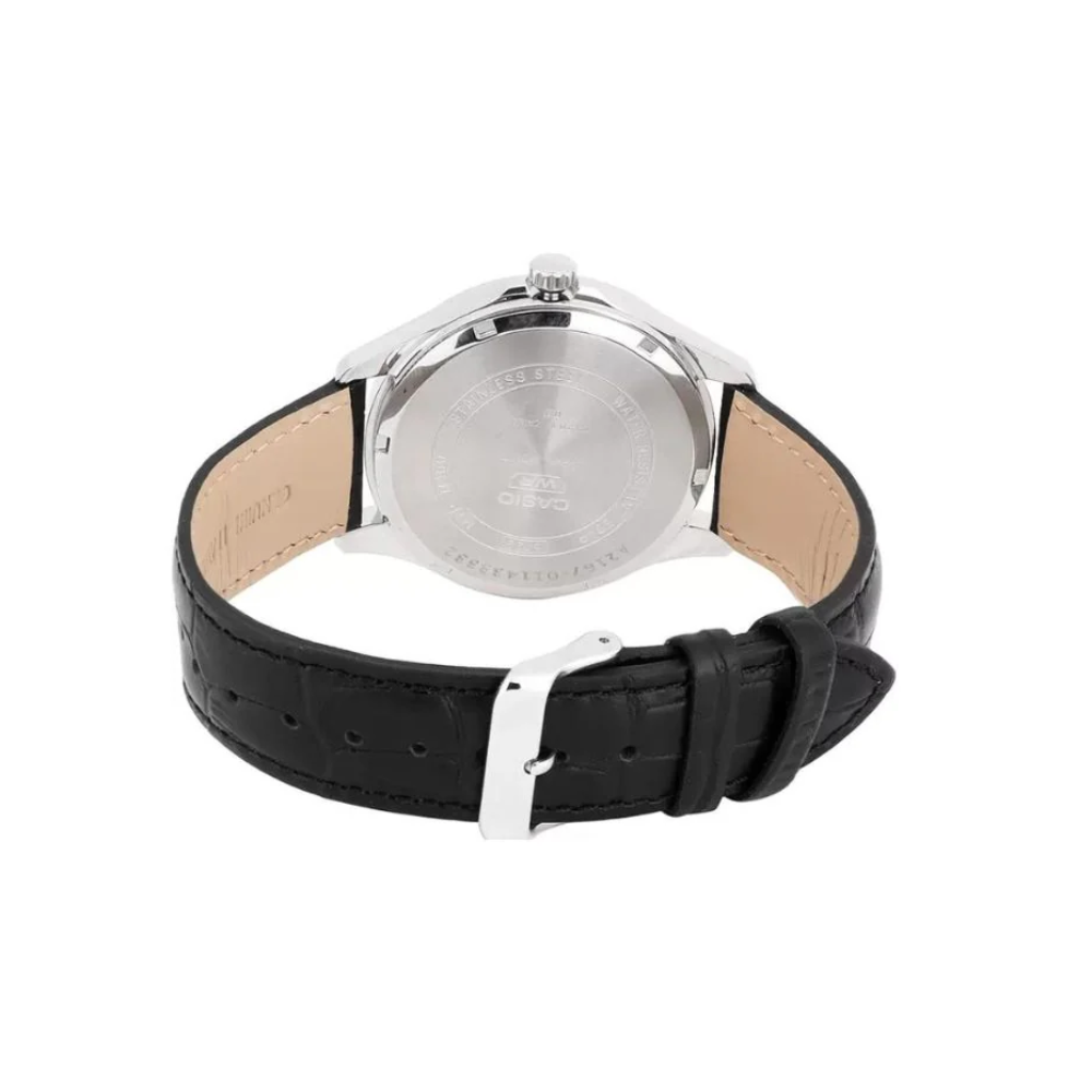 CASIO MTP-M100L-1AVDF Men's Analog Watch – Black Dial Leather Strap Quartz Timepiece | Classic, Water Resistant & Elegant Design